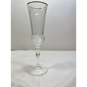 ROYAL CRYSTAL ROCK Cut Crystal AUREA Champagne‎ Flute W/ Platinum Trim